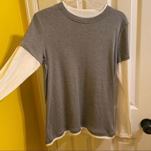 Long Sleeve Layered Gray/White Women’s Shirt (M)